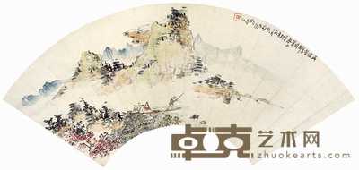 郑乃珖 秋江晚渡 扇面 18.5×52cm